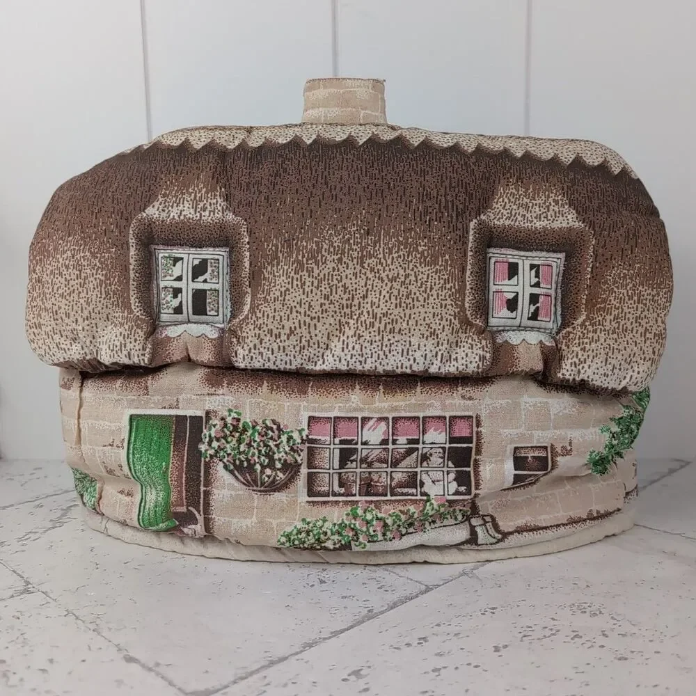 Vintage Sari Fabrics Thatched Cottage Tea Cosy The Tea Shop Retro Padded England